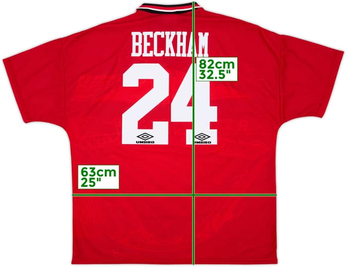 1994-96 Manchester United Home Shirt Beckham #24 - 10/10 - (XXL)