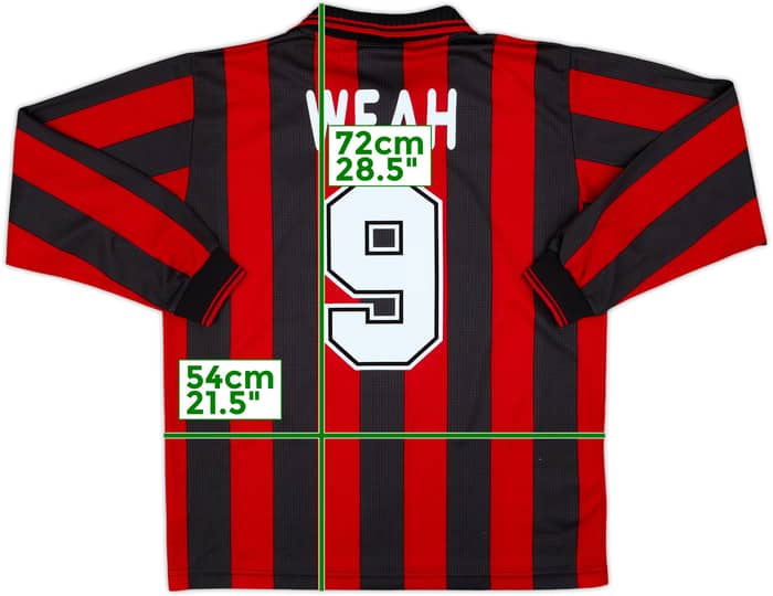 1997-98 AC Milan Home L/S Shirt Weah #9 - 8/10 - (M)