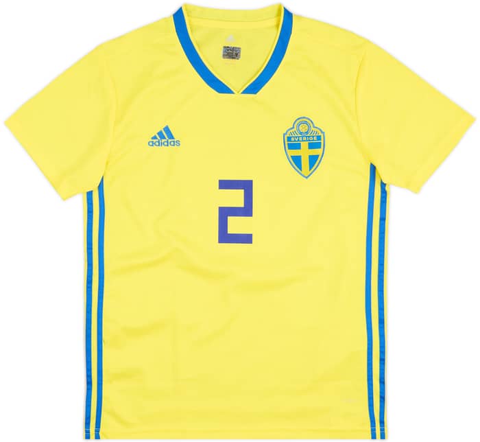 2018-20 Sweden Signed Home Shirt Lustig #2 - 5/10 - (L)