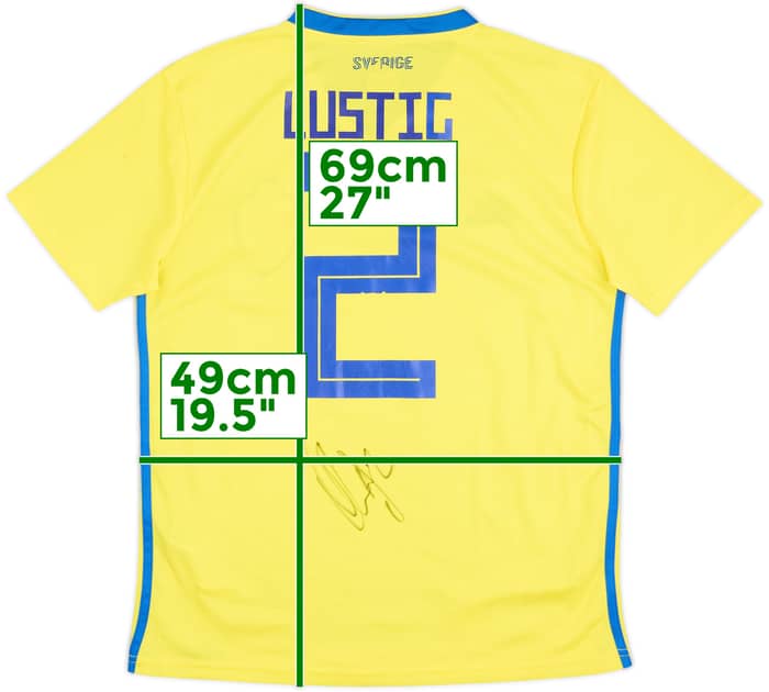 2018-20 Sweden Signed Home Shirt Lustig #2 - 5/10 - (L)