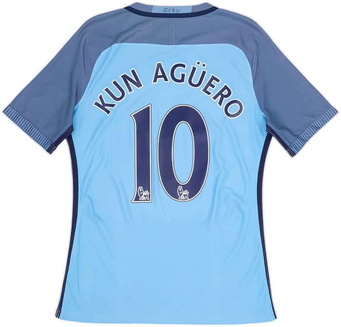 2016-17 Manchester City Player Issue Home Shirt Kun Aguero #10 - 6/10 - (M)