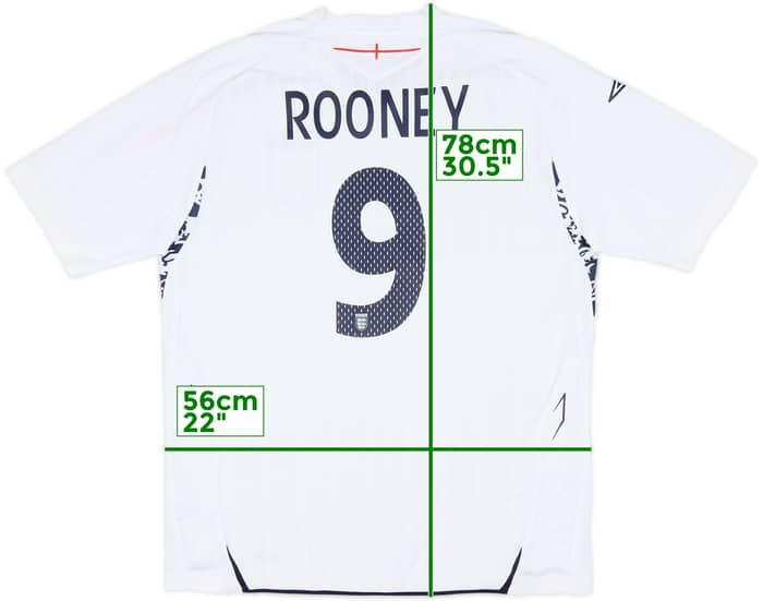 2007-09 England Home Shirt Rooney #9 - 7/10 - (XL)
