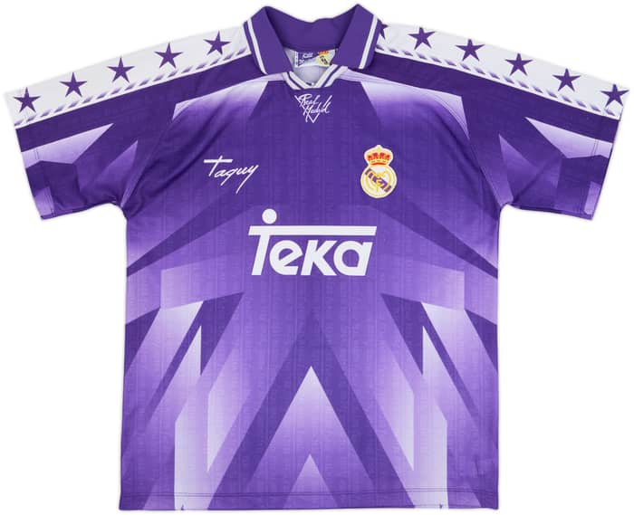1996-97 Real Madrid Taquy Away Shirt Suker #9 - 5/10 - (L)