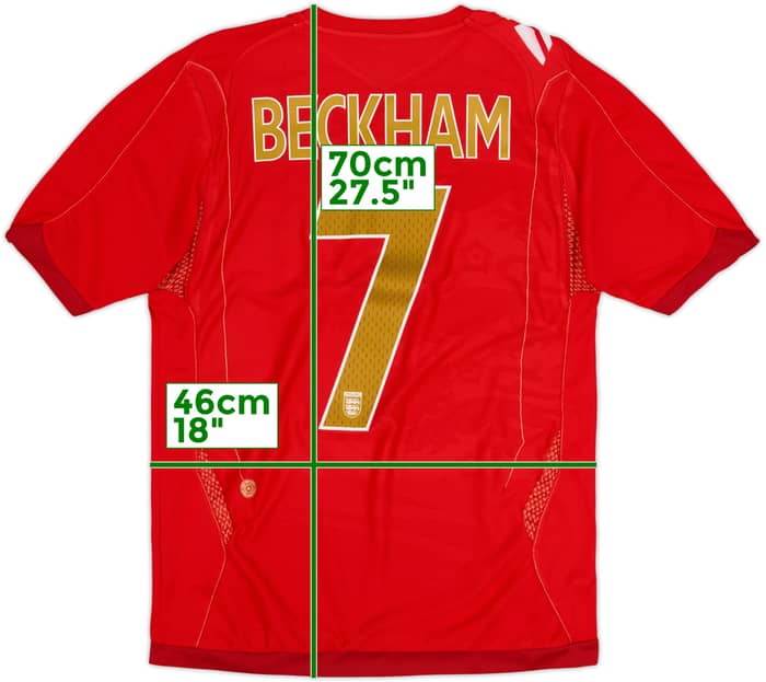 2006-08 England Away Shirt Beckham #7 - 6/10 - (S)