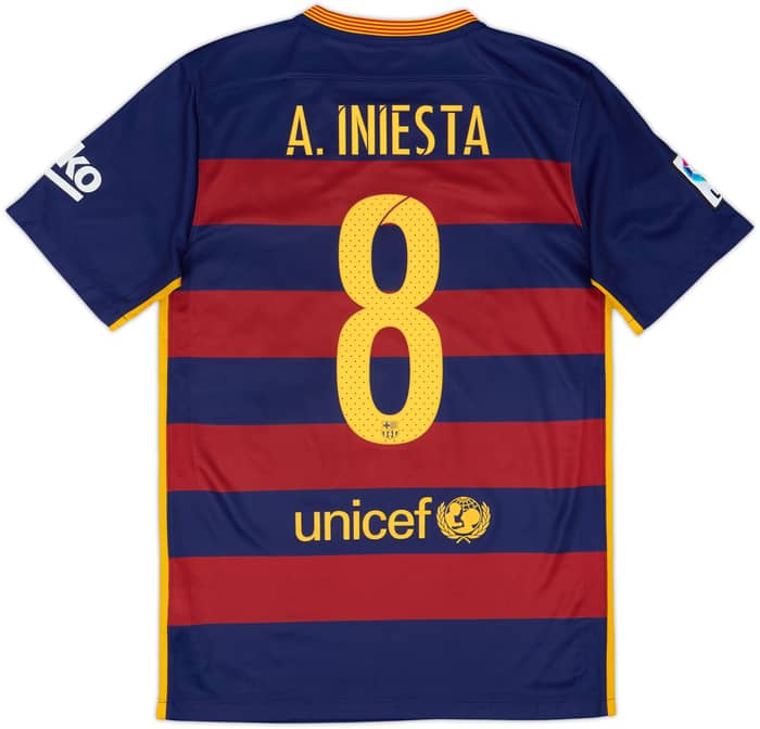 2015-16 Barcelona Home Shirt A.Iniesta #8 - 6/10 - (S)