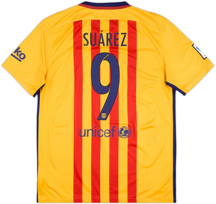 2015-16 Barcelona Away Shirt Suarez #9 - 7/10 - (L)