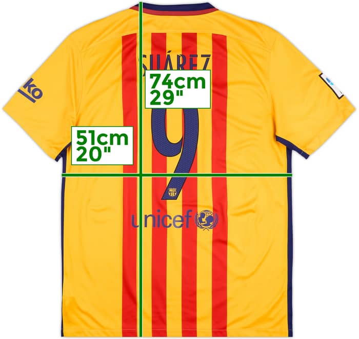 2015-16 Barcelona Away Shirt Suarez #9 - 7/10 - (L)