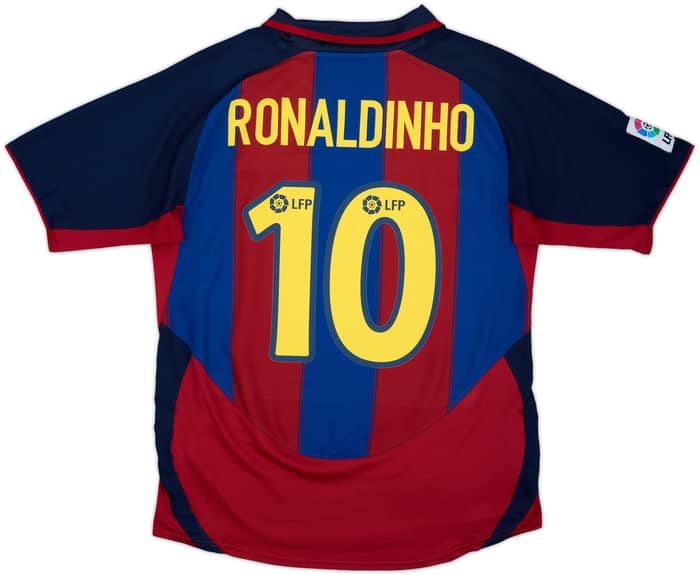 2003-04 Barcelona Home Shirt Ronaldinho #10 - 8/10 - (L)