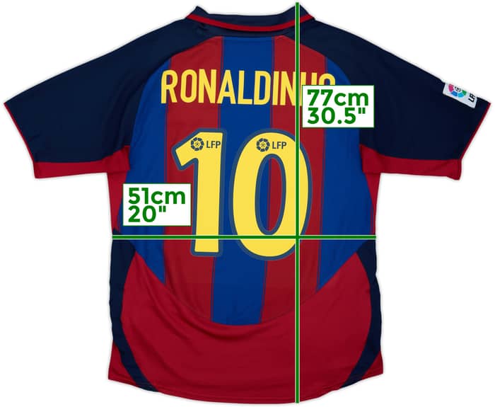 2003-04 Barcelona Home Shirt Ronaldinho #10 - 8/10 - (L)