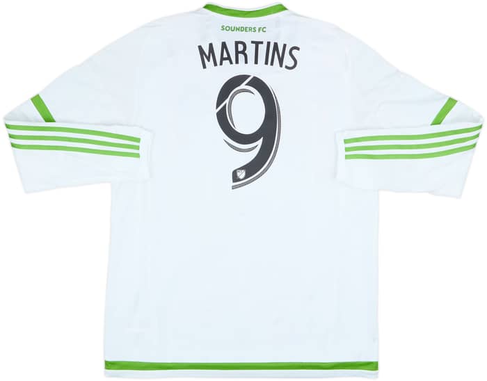 Camiseta auténtica de visitante de manga larga del Seattle Sounders 2015 Martins #9 - 8/10 - (XL)