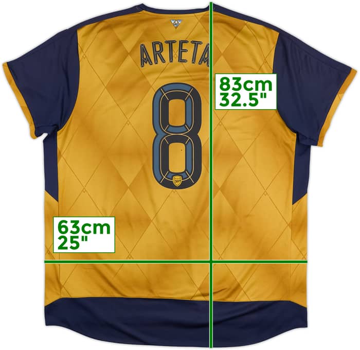 2015-16 Arsenal Away Shirt Arteta #8 - 8/10 - (XXL)