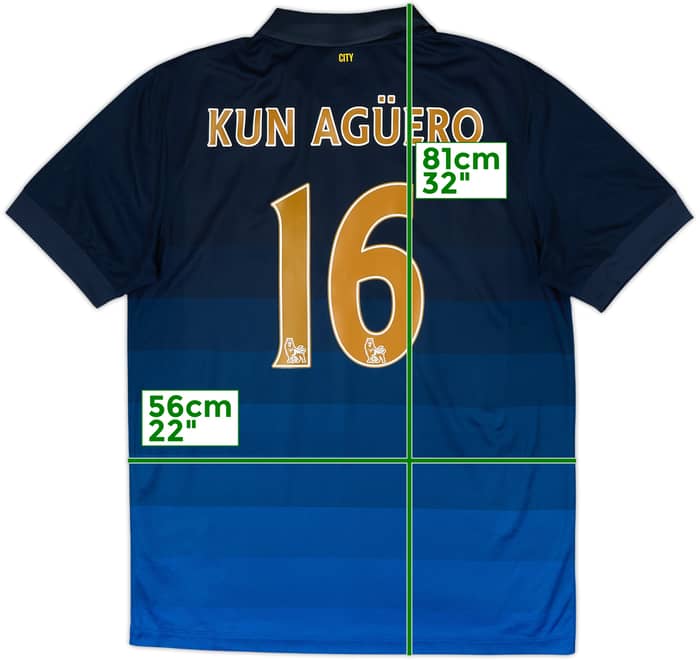 2014-15 Manchester City Away Shirt Kun Aguero #16 - 8/10 - (L)