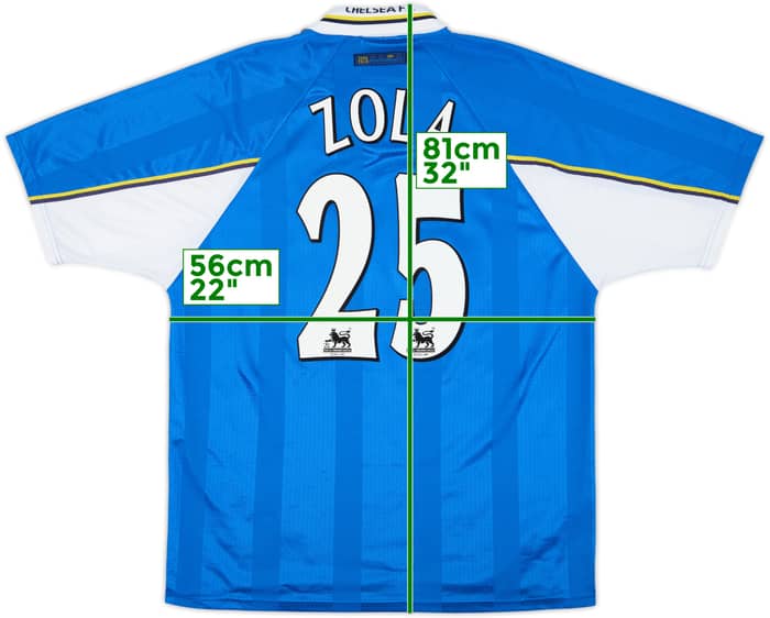 1997-99 Chelsea Home Shirt Zola #25 - 8/10 - (XL)