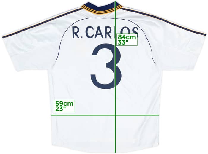 1998-00 Real Madrid Home Shirt R.Carlos #3 - 9/10 - (XL)