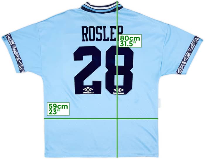 1993-95 Manchester City Home Shirt Rosler #28 - 8/10 - (XL)