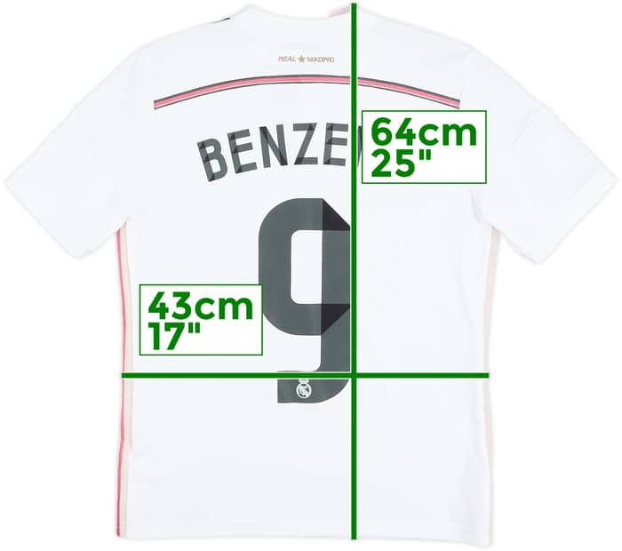 2014-15 Real Madrid Home Shirt Benzema #9 - 7/10 - (L.Boys)