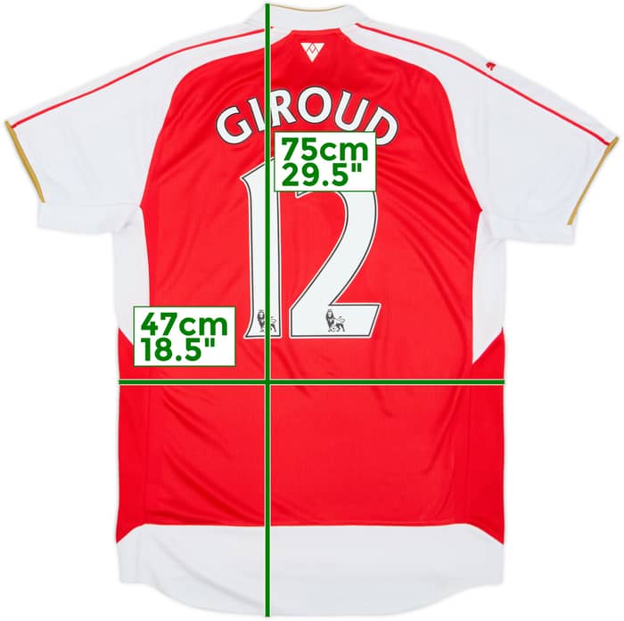 2015-16 Arsenal Home Shirt Giroud #12 - 7/10 - (M)