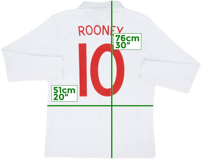 2009-10 England Home L/S Shirt Rooney #10 - 6/10 - (M)