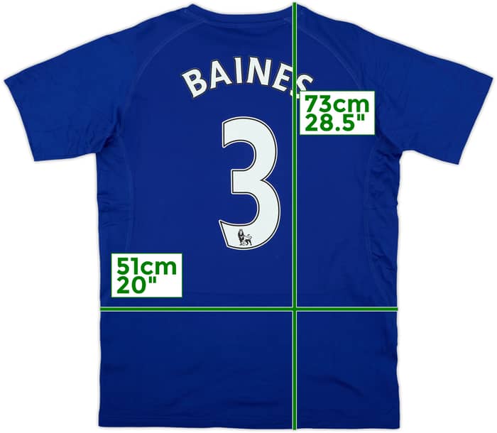 2010-11 Everton Home Shirt Baines #3 - 8/10 - (M)