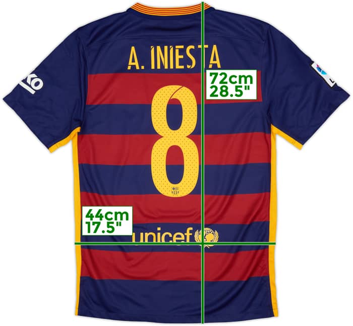 2015-16 Barcelona Home Shirt A.Iniesta #8 - 6/10 - (S)
