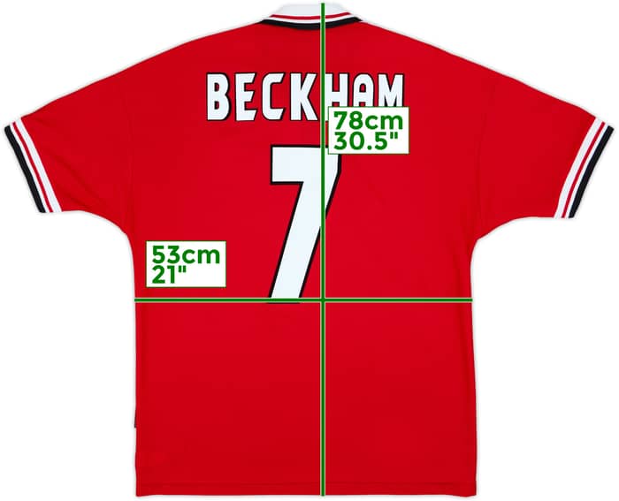 1998-00 Manchester United Home Shirt Beckham #7 - 8/10 - (L)