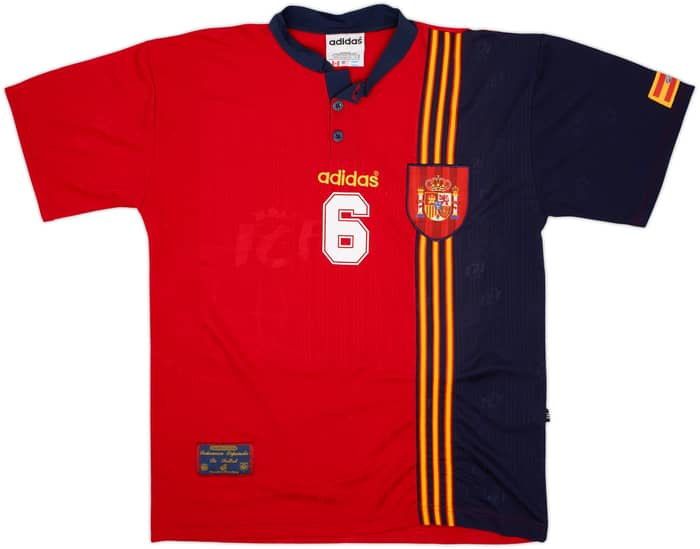 1996-98 Spain Home Shirt R.Hierro #6 - 8/10 - (L)