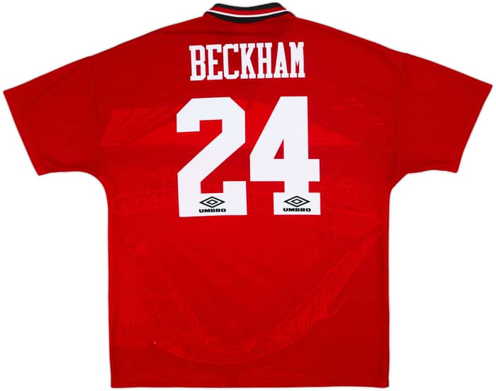 1994-96 Manchester United Home Shirt Beckham #24 - 9/10 - (XL)
