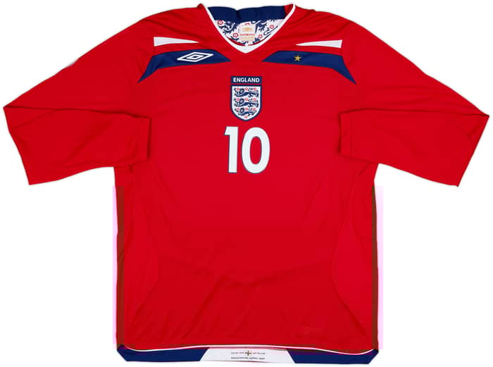 2008-10 England Away L/S Shirt Rooney #10 - 9/10 - (XL)