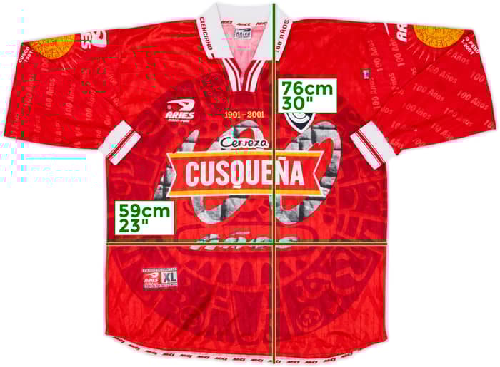 2001 Club Cienciano Centenary Home L/S Shirt #7 - 4/10 - (XL)