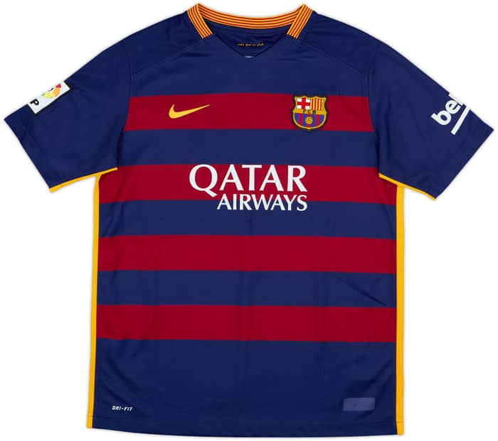2015-16 Barcelona Home Shirt Suarez #9 - 7/10 - (XL.Boys)