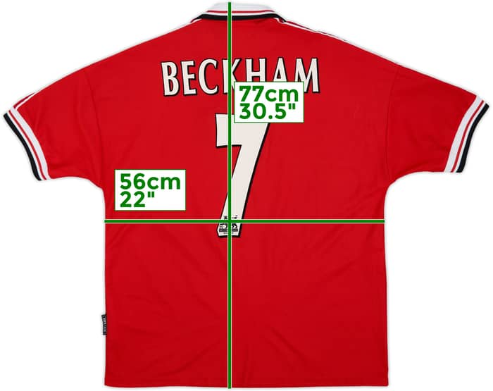 1998-00 Manchester United Home Shirt Beckham #7 - 6/10 - (L)
