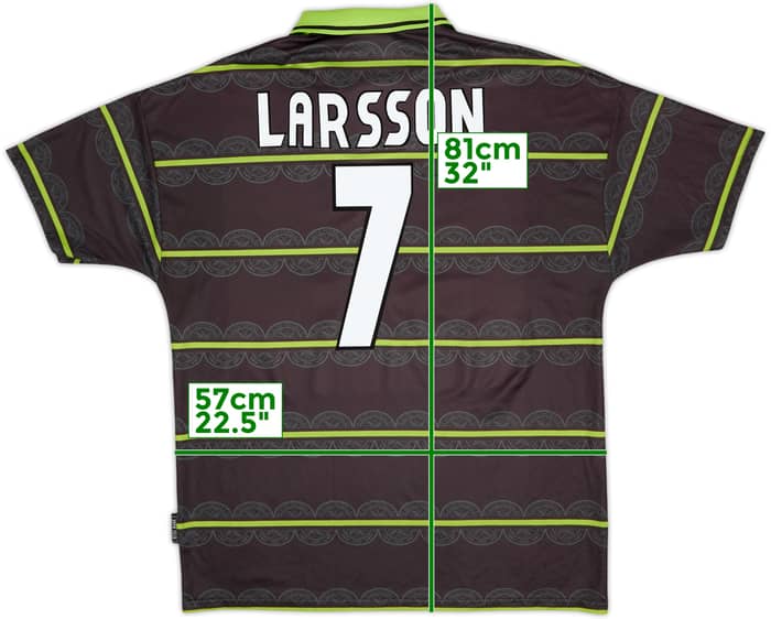 1998-99 Celtic Away Shirt Larsson #7 - 8/10 - (XXL)