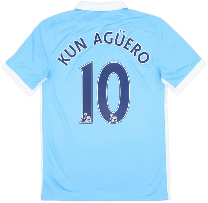 2015-16 Manchester City Home Shirt Kun Aguero #10 - 7/10 - (M)