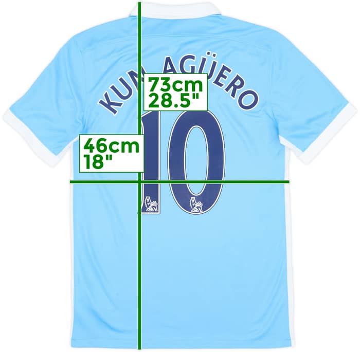 2015-16 Manchester City Home Shirt Kun Aguero #10 - 7/10 - (M)