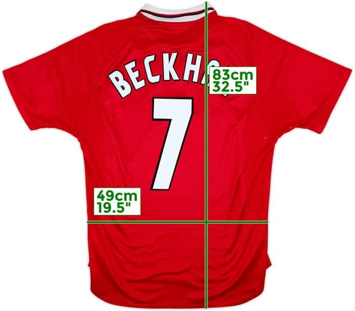 1997-00 Manchester United CL Shirt Beckham #7 - 8/10 - (L)