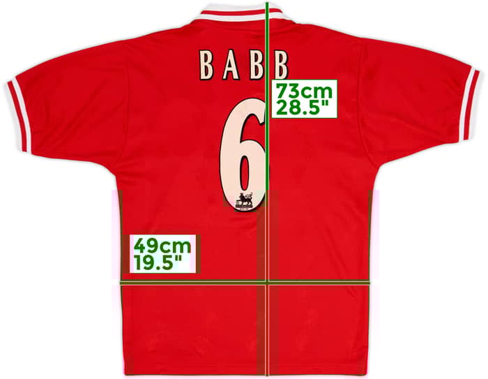 1996-98 Liverpool Home Shirt Babb #6 - 8/10 - (S)
