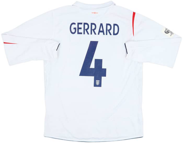 2005-07 England Home L/S Shirt Gerrard #4 - 5/10 - (L)