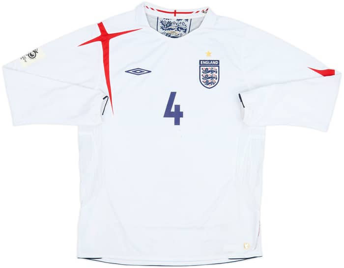 2005-07 England Home L/S Shirt Gerrard #4 - 5/10 - (L)