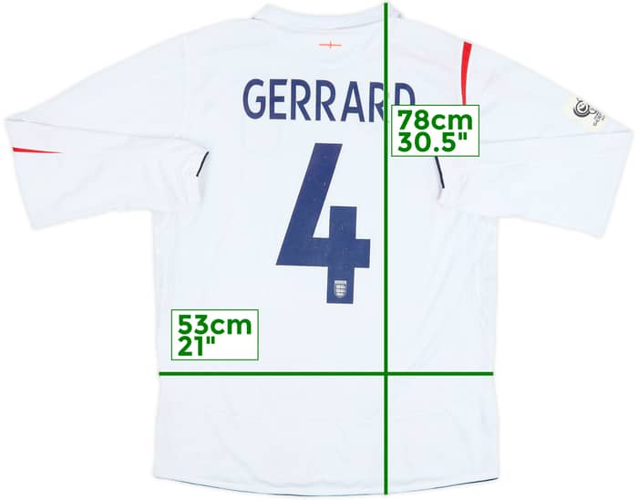 2005-07 England Home L/S Shirt Gerrard #4 - 5/10 - (L)