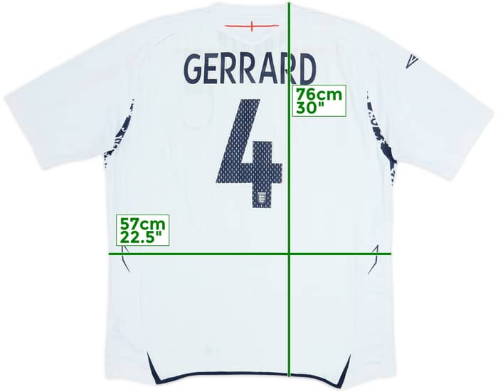 2007-09 England Home Shirt Gerrard #4 - 5/10 - (XL)