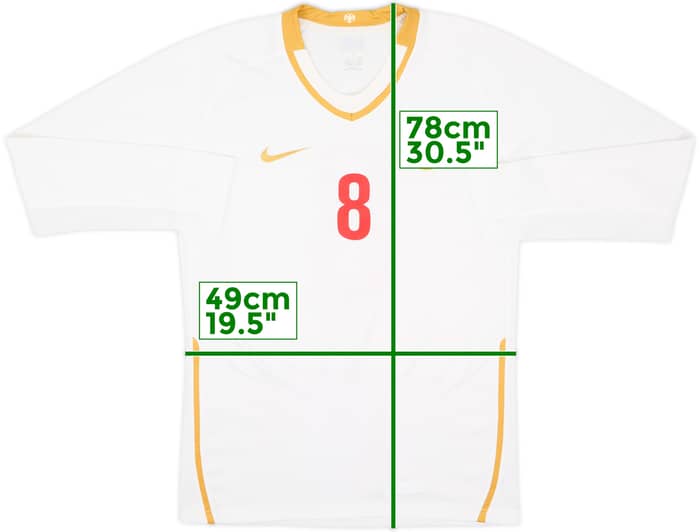 Camiseta de visitante versión jugador de Serbia 2008-10 L/S #8 - 8/10 - (XL)