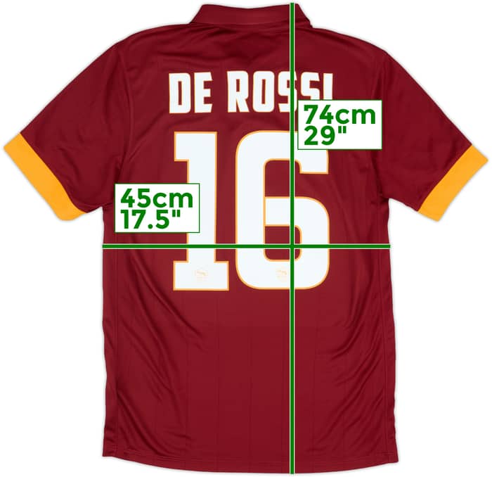 2014-15 Roma Home Shirt De Rossi #16 - 8/10 - (S)