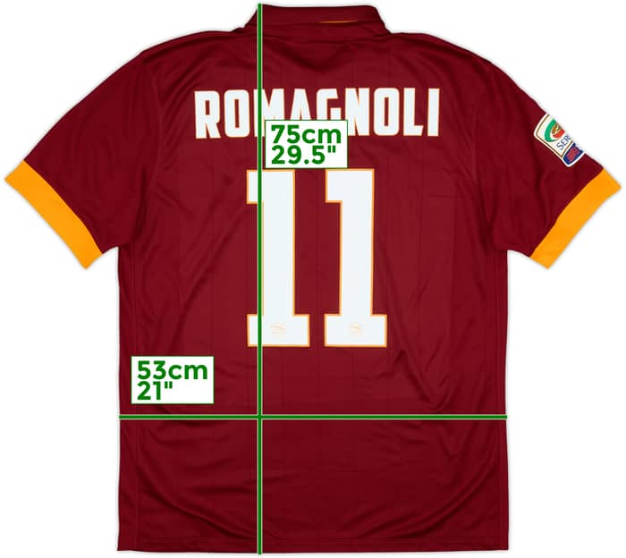2014-15 Roma Home Shirt Romagnoli #11 - 8/10 - (L)