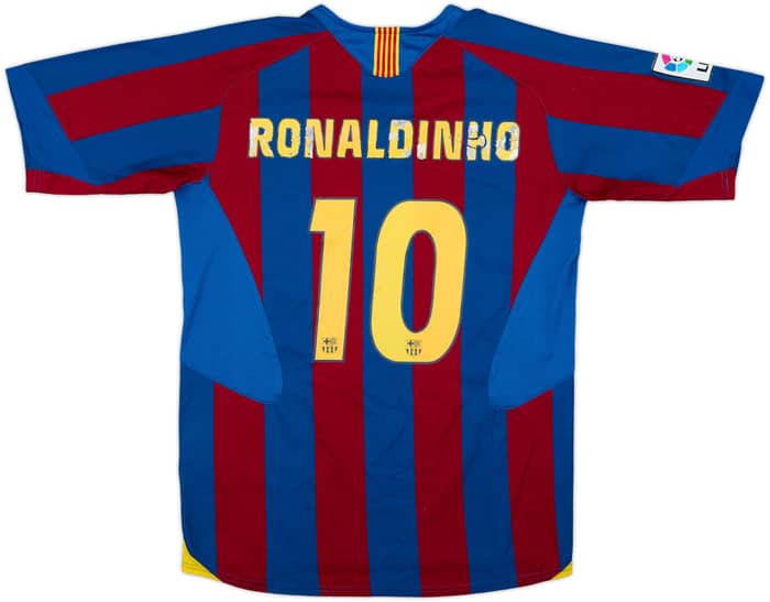 2005-06 Barcelona Home Shirt Ronaldinho #10 - 6/10 - (XL.Boys)