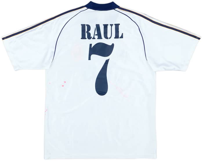 1998-00 Real Madrid 'Signed' Home Shirt Raul #7 - 6/10 - (XL.Boys)