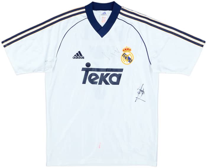 1998-00 Real Madrid 'Signed' Home Shirt Raul #7 - 6/10 - (XL.Boys)