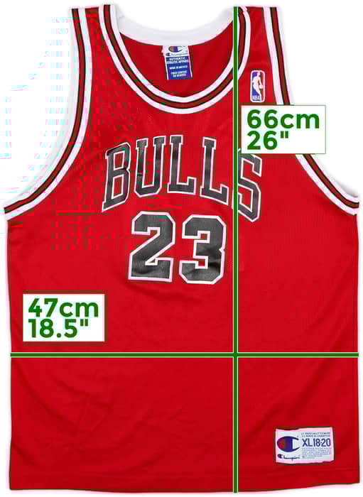 1995-98 Chicago Bulls Jordan #23 Champion Away Jersey - 9/10 - (XL.Boys)