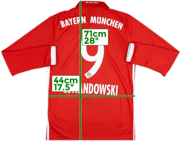 2016-17 Bayern Munich Home L/S Shirt Lewandowski #9 - 5/10 - (S)