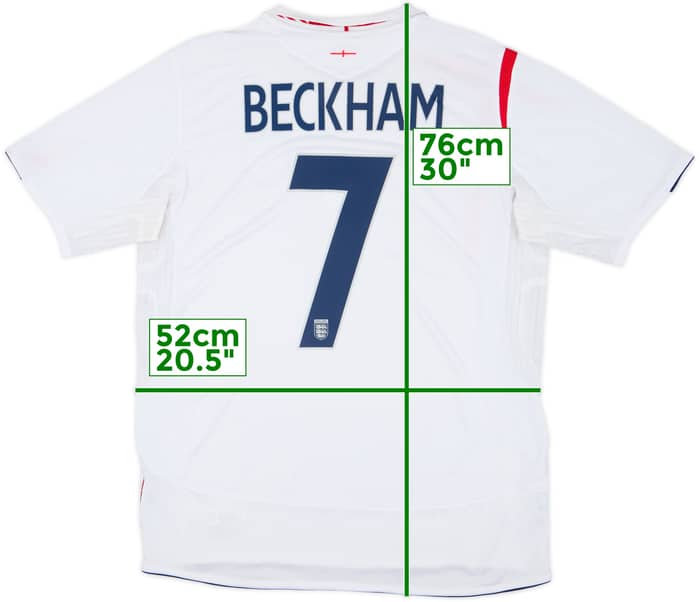 2005-07 England Home Shirt Beckham #7 - 6/10 - (L)