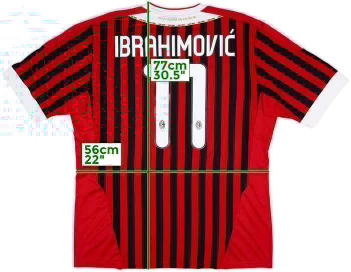 2011-12 AC Milan Home Shirt Ibrahimovic #11 - 8/10 - (XL)